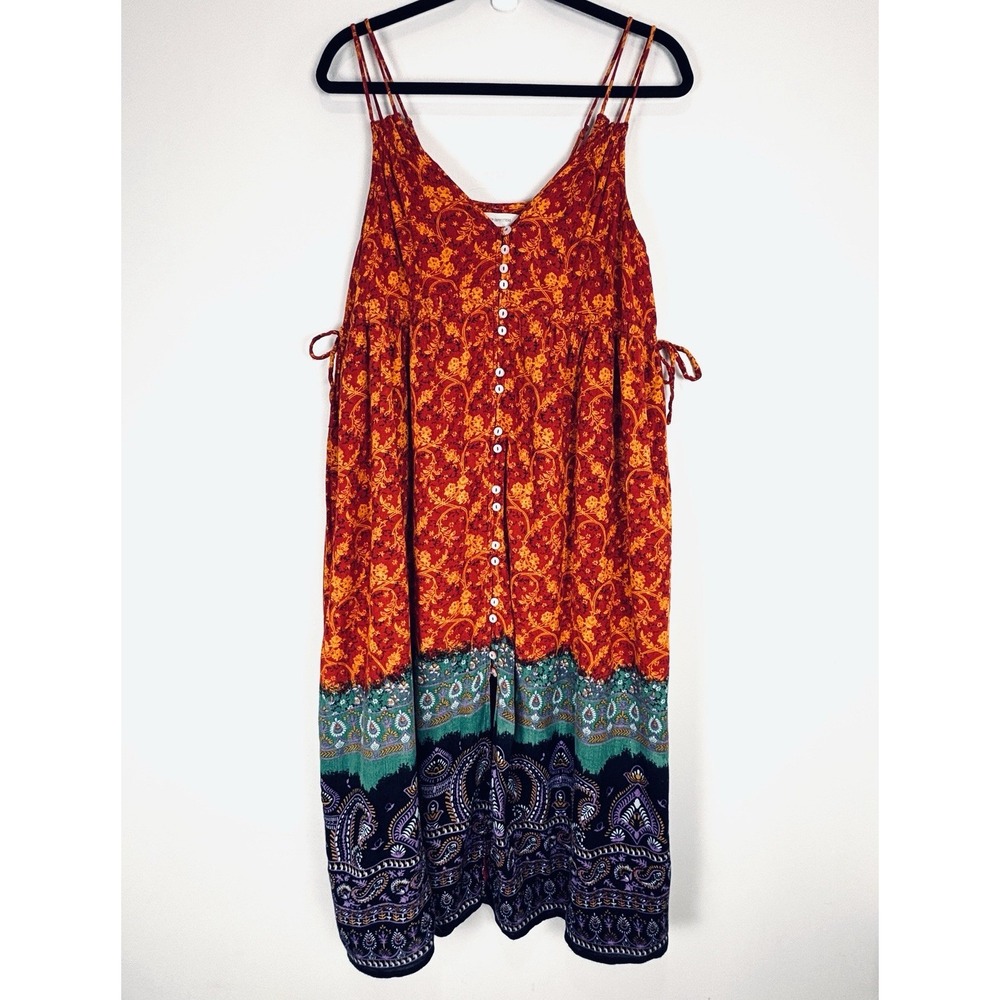 Urban Outfitters Boho Multi Border Maxi Dress Sleeveless Multicolor Small